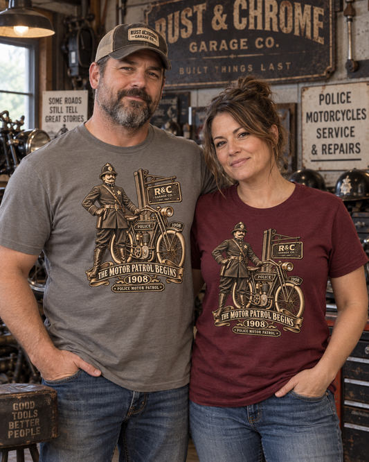 The Motor Patrol Begins 1908 T-Shirt (police)
