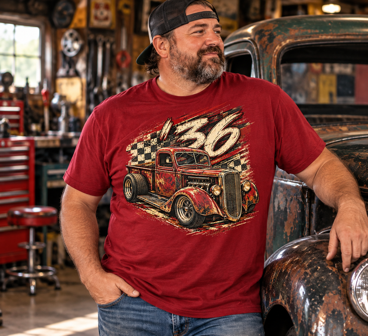 1936 Pickup Hot Rod — Built After Closing Time T-Shirt