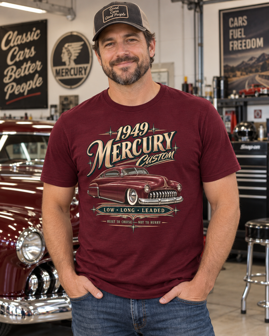 1949 Mercury Custom Lead Sled — Low, Long & Leaded T-Shirt