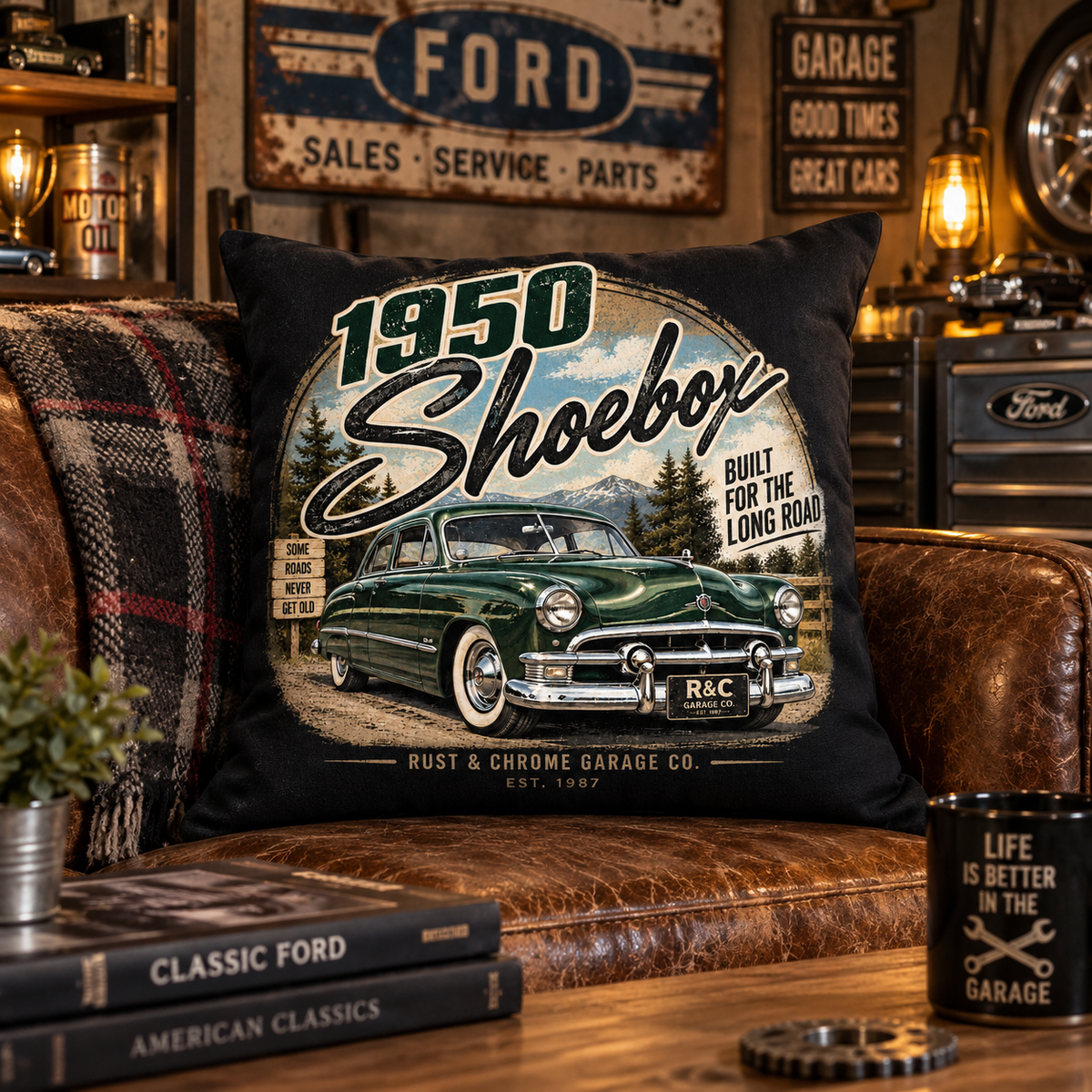 1950 Shoebox – Built for the Long Road Pillow