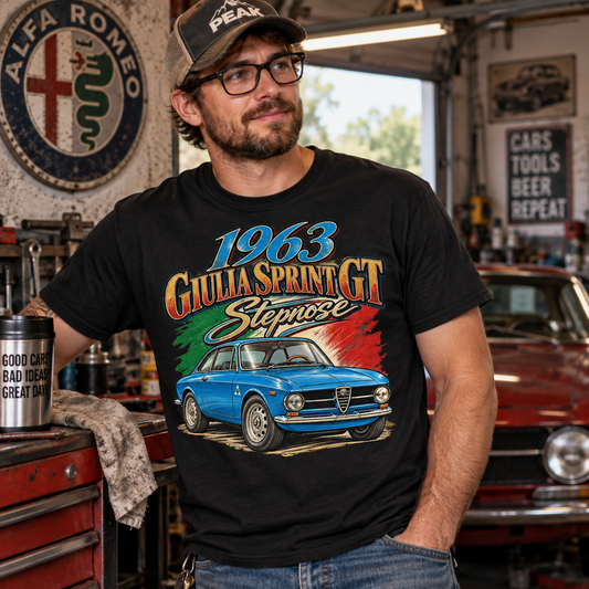 1963 Giulia Sprint GT Stepnose — Italian Sports Coupe T-Shirt