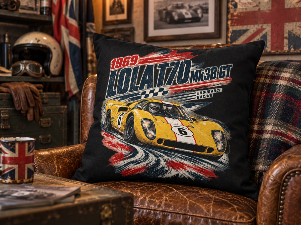 1969 Lola T70 Mk3B GT – Black Racing Pillow