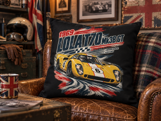 1969 Lola T70 Mk3B GT – Black Racing Pillow