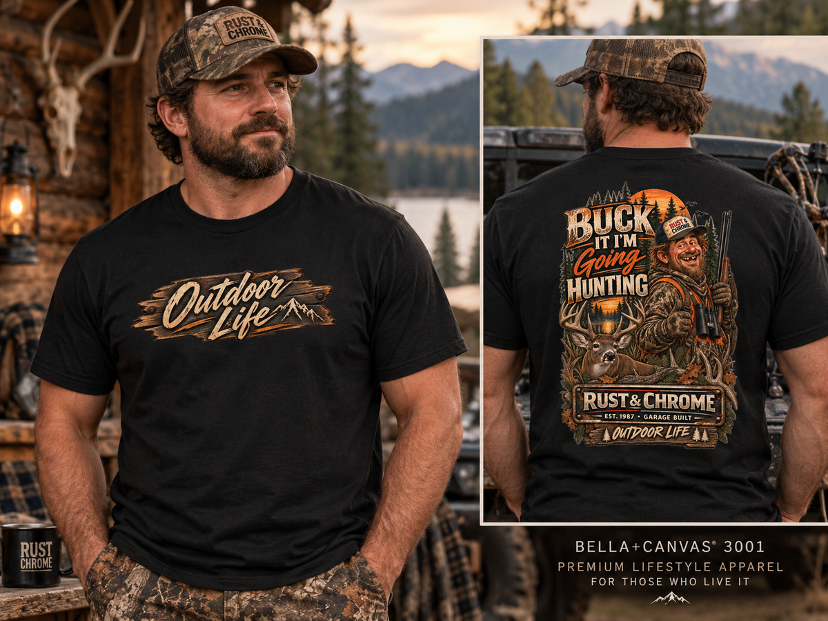 Rust & Chrome Outdoor Life – Buck It, I’m Going Hunting Premium Tee